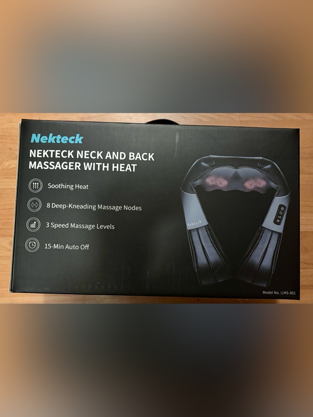 Nekteck Neck and Back Massager with Heat - Black